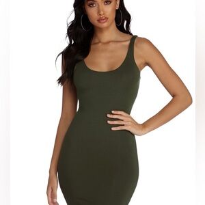 Zara olive green body on midi dress